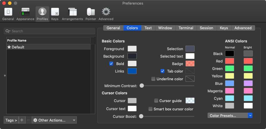 iTerm2 Colors Tab Screenshot